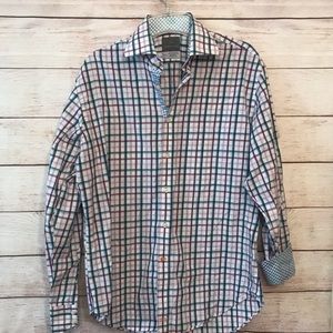 Thomas Dean Med Long Sleeve Flip Cuffs Plaid